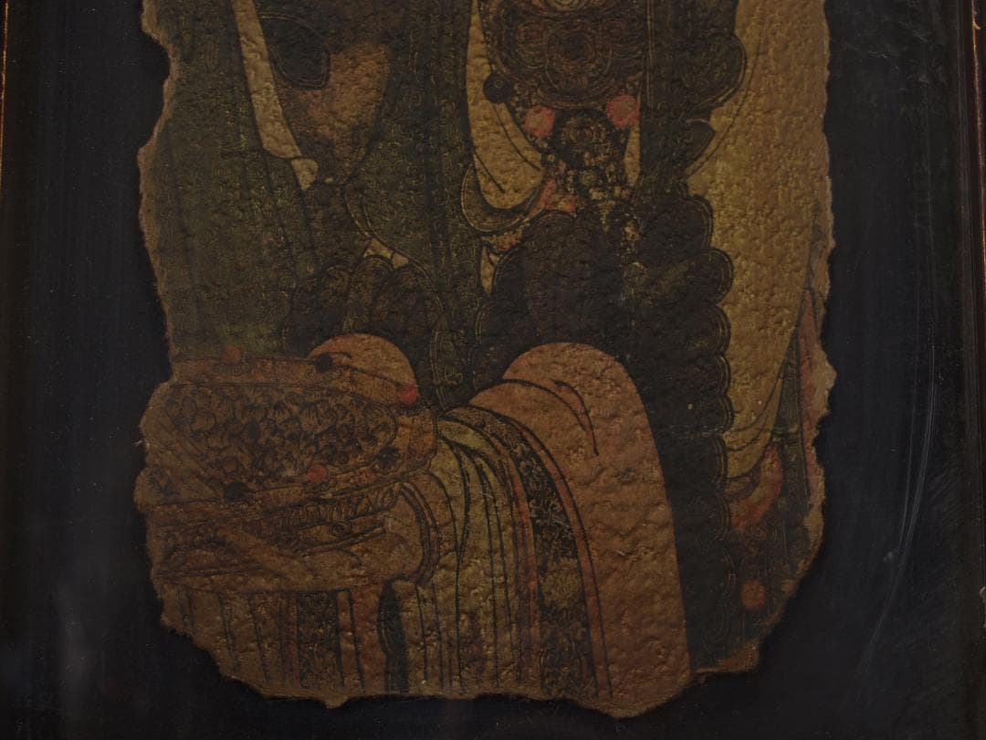 骨董市掘り出し品 中国唐時代　敦煌莫高窟壁画 彩絵　人物像 AK1793A1-3