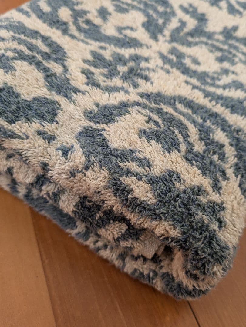 希少 Ralph Lauren 花柄ジャガードバスタオル ナチュラル＆ネイビー