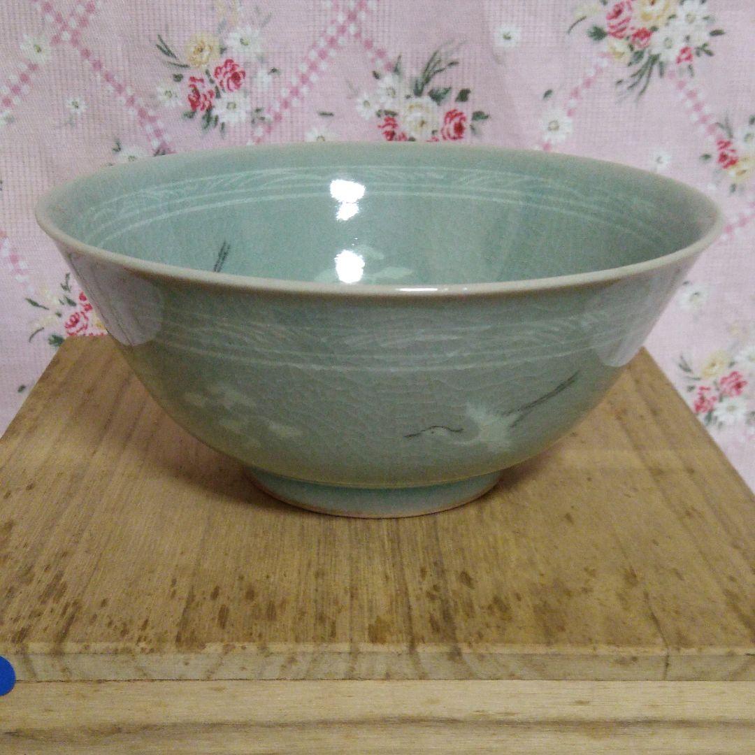 抹茶茶碗 青磁 柳海剛 鶴