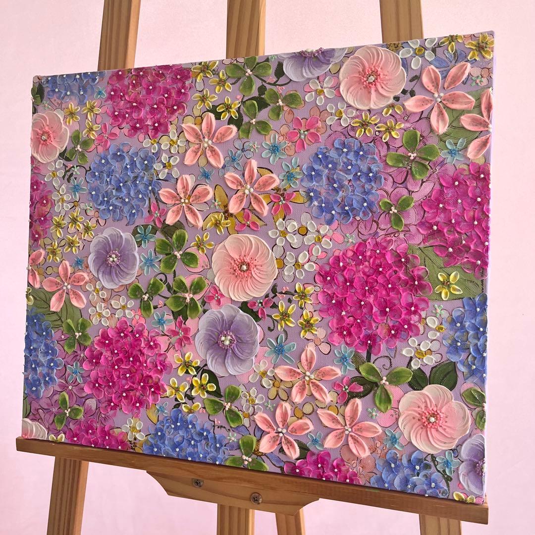 原画 フラワーアート 花の絵 花柄 ボタニカル 花図鑑　花　ガーデン 紫陽花