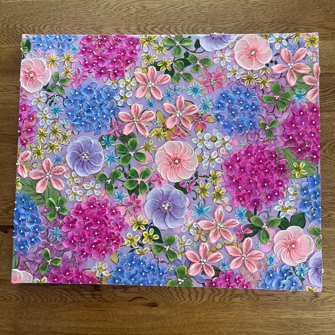 原画 フラワーアート 花の絵 花柄 ボタニカル 花図鑑　花　ガーデン 紫陽花