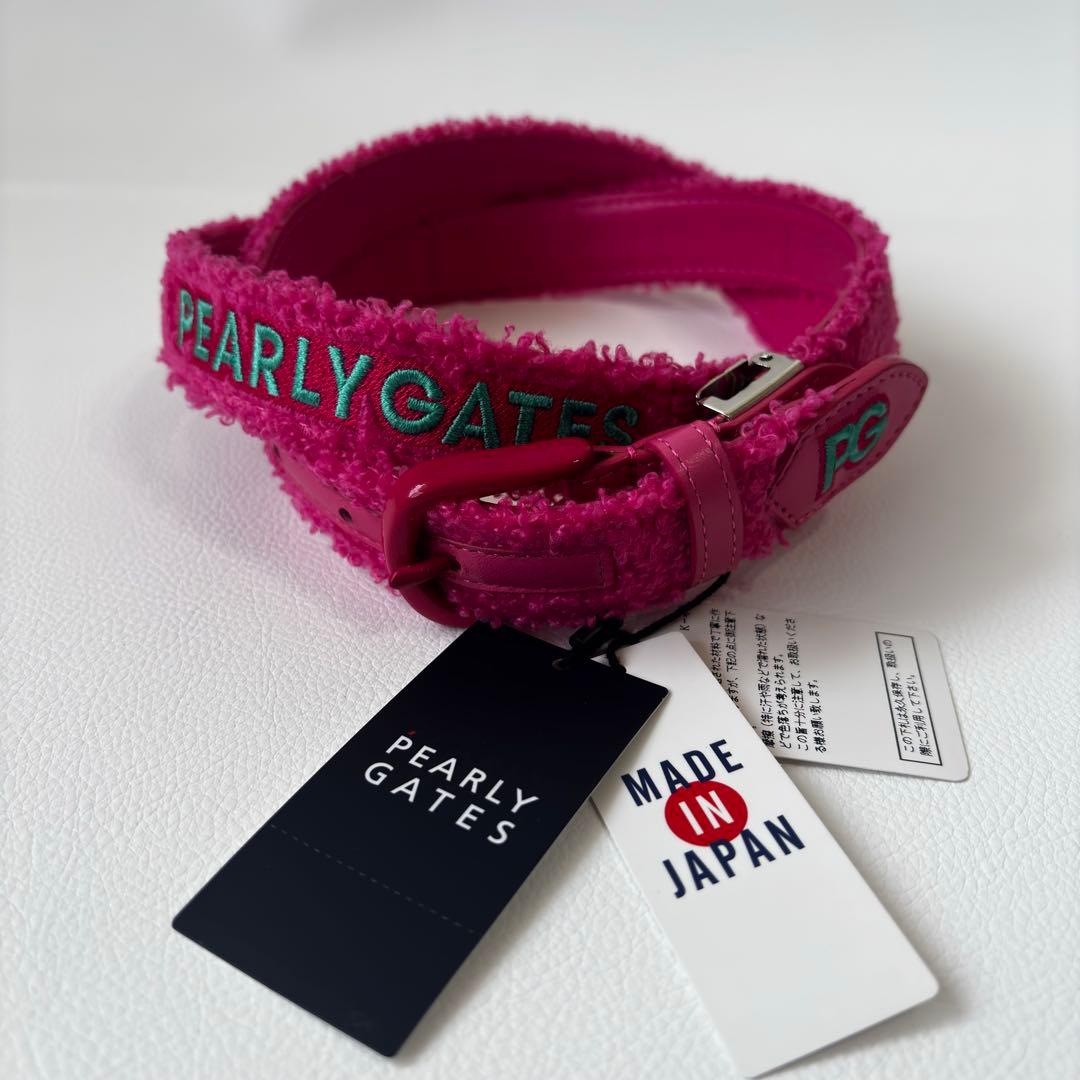 【新品】パーリーゲイツ　レディースゴルフベルト　ピンク　ボアベルト　刺繍ロゴ