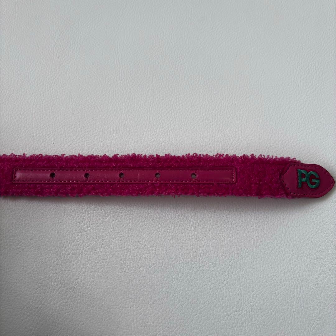 【新品】パーリーゲイツ　レディースゴルフベルト　ピンク　ボアベルト　刺繍ロゴ