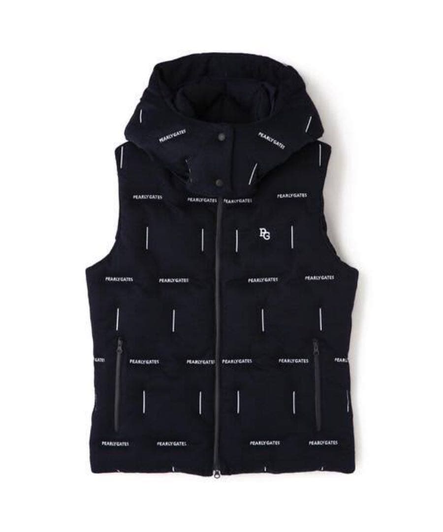 PEARLY GATES フード付きダウンベスト ネイビー　レディース　サイズ1