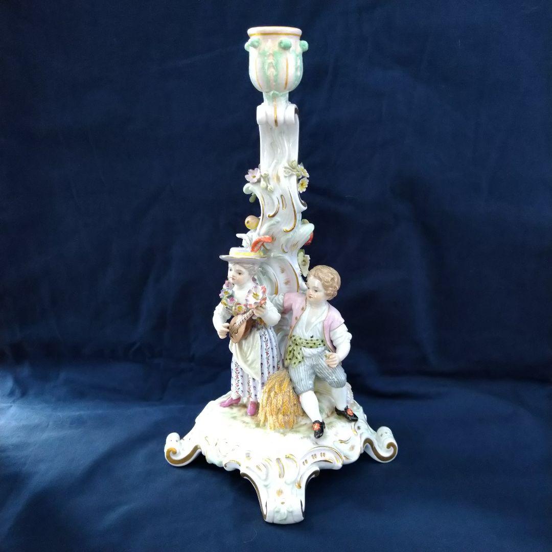 ✤1924年以前マイセン(Meissen)のキャンドルスタンド✤『春夏の寓意』✤