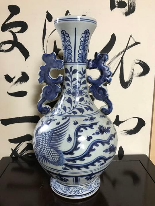 花鳥瓶大明宣徳年製　花瓶　飾瓶　骨董品　古美術品　唐　銘　蔵出し　家宝