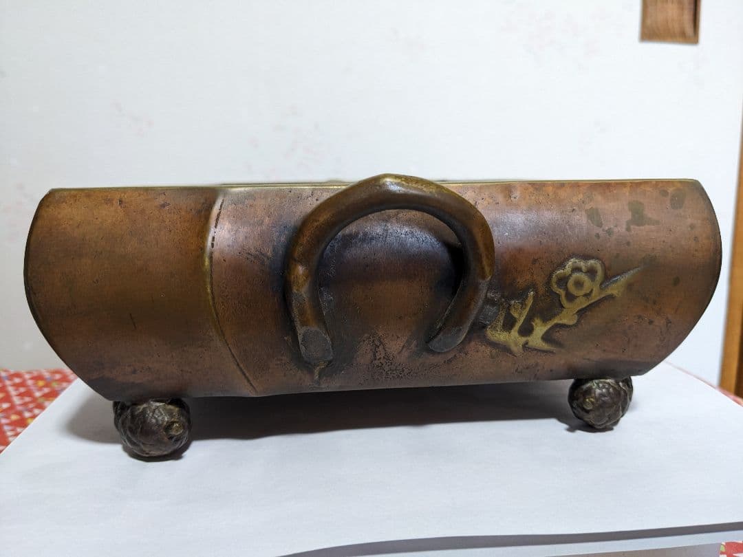 ♦中国古玩 大明宣徳 松笠 四つ足 水盤 宣徳銅 コレクション骨董品アンティーク