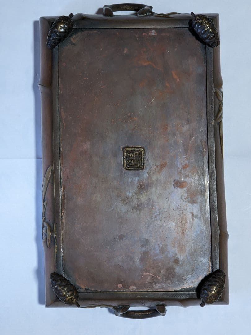 ♦中国古玩 大明宣徳 松笠 四つ足 水盤 宣徳銅 コレクション骨董品アンティーク