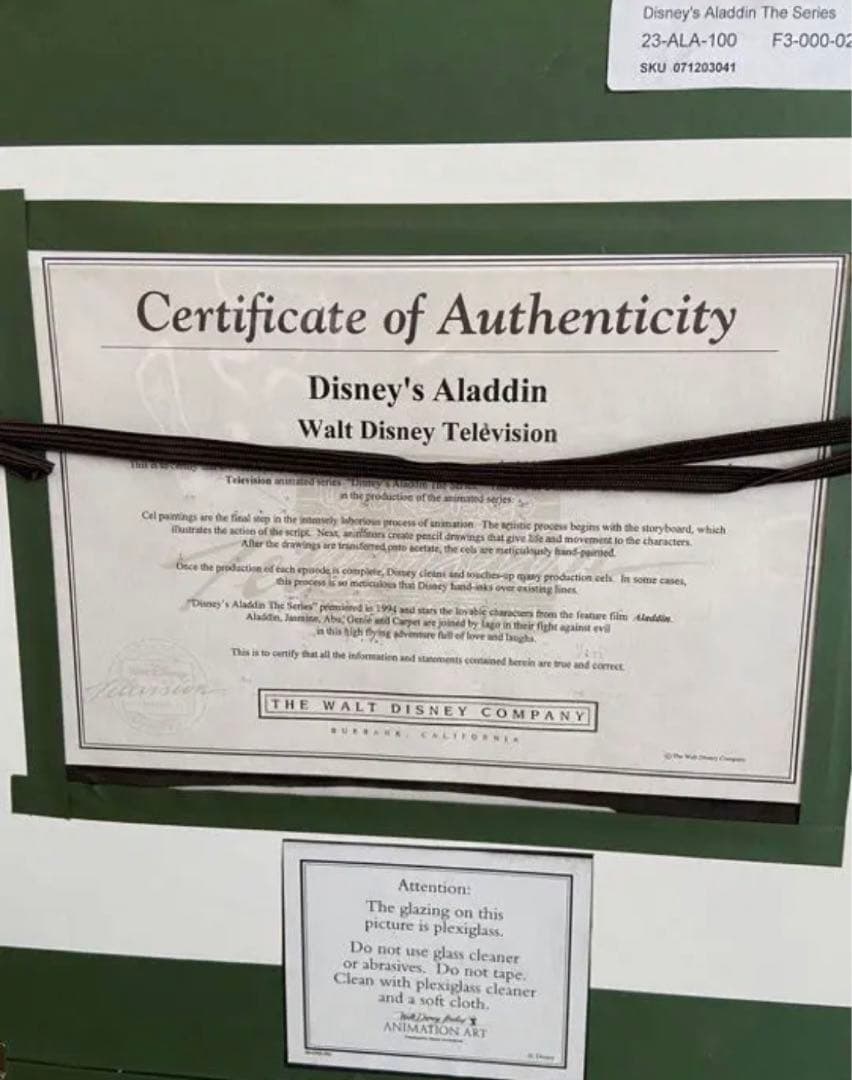 ディズニー　アラジン　セル画　レア　ディズニーランド　TDL