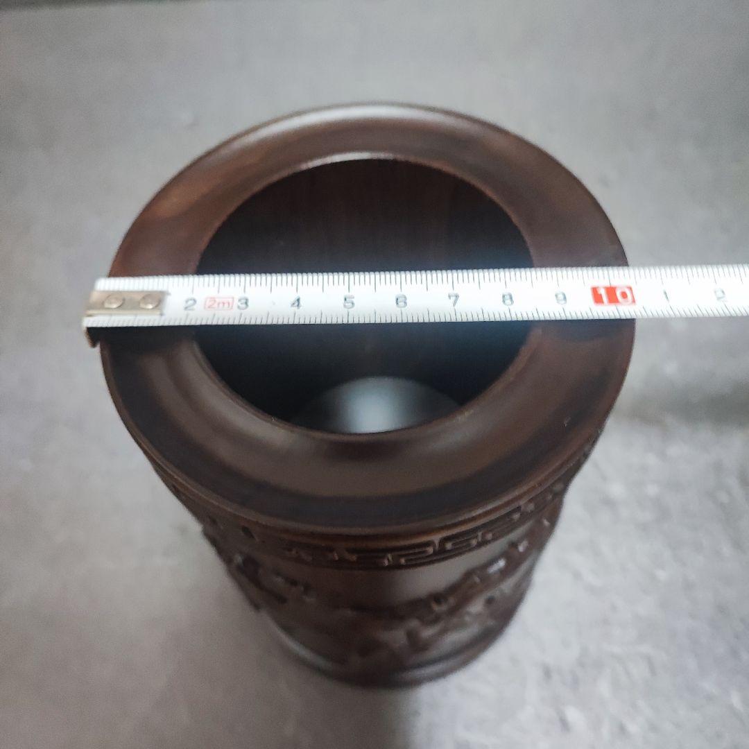 紫檀木筆筒　中国美術工芸品　重さあり　唐木　香木　書道