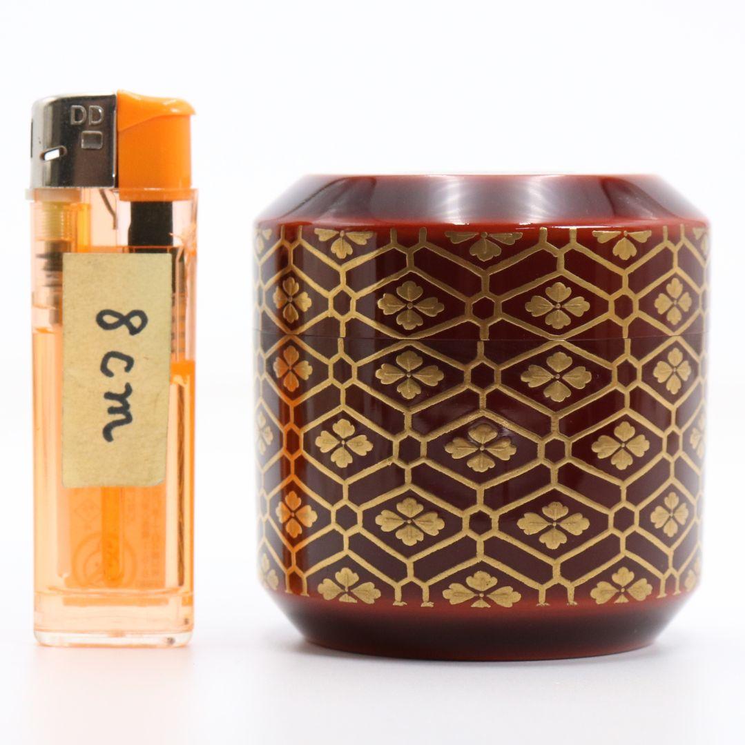 清瀬一光作 小紋菊桐蒔絵 雪吹 薄茶器 金梨子地 茶道具 共箱　ST950　N8