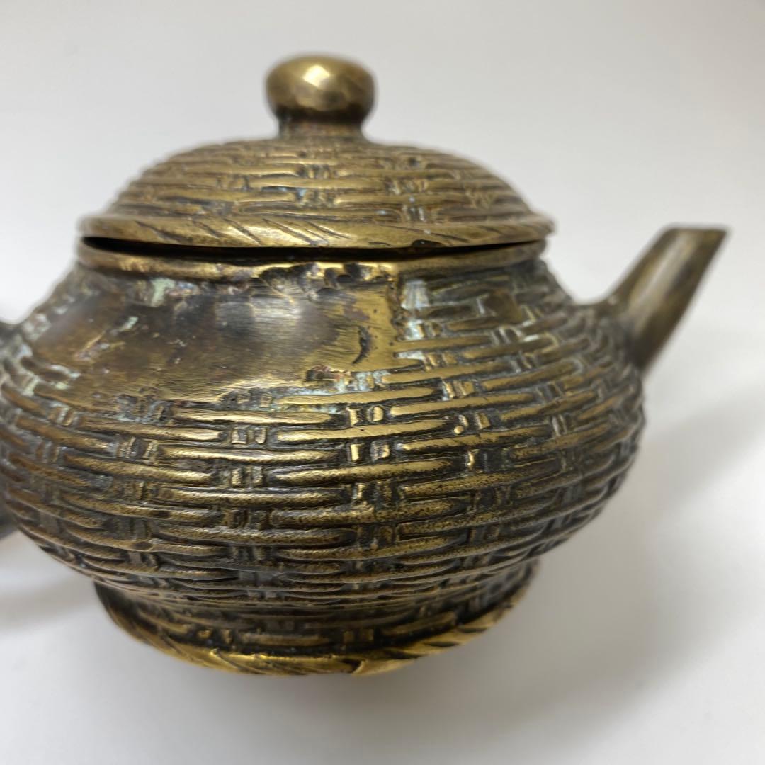 中国古玩　大明宣徳年製　古銅　急須　共箱　294g 東さ7-0823①