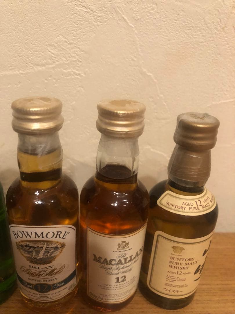 ウイスキーラフロイグボウモアマッカラン、山﨑、ミニチュアオールドボトル6本セット