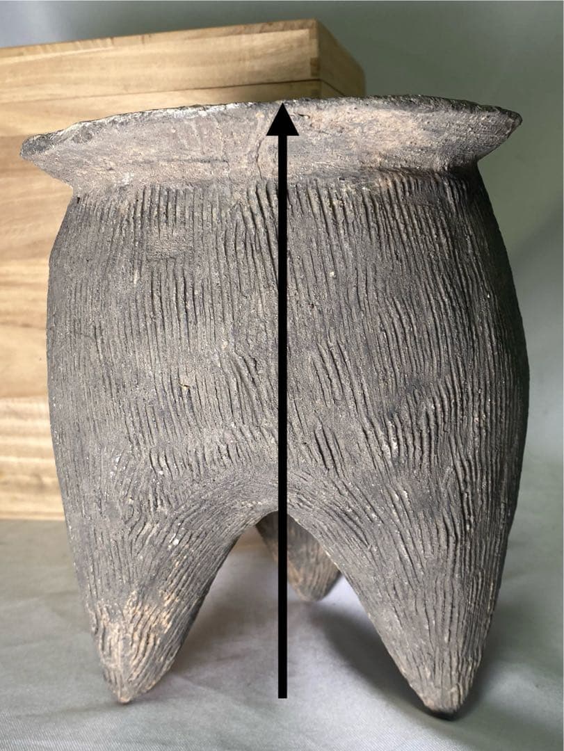 1855❣️ 中国　灰色土器　灰陶鬲