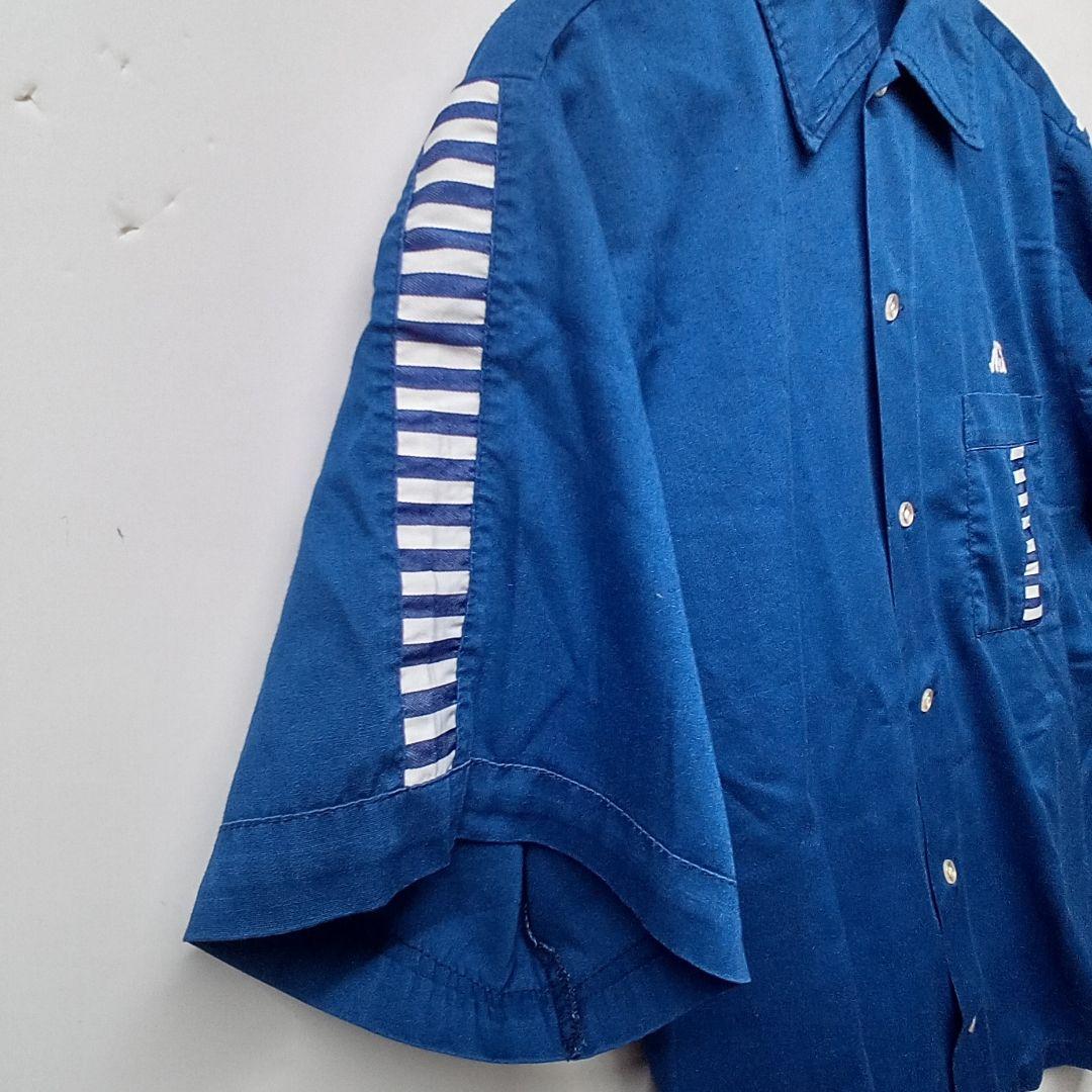 Hilton ボウリングシャツ M ビンテージ 青 ブルー ヒルトン