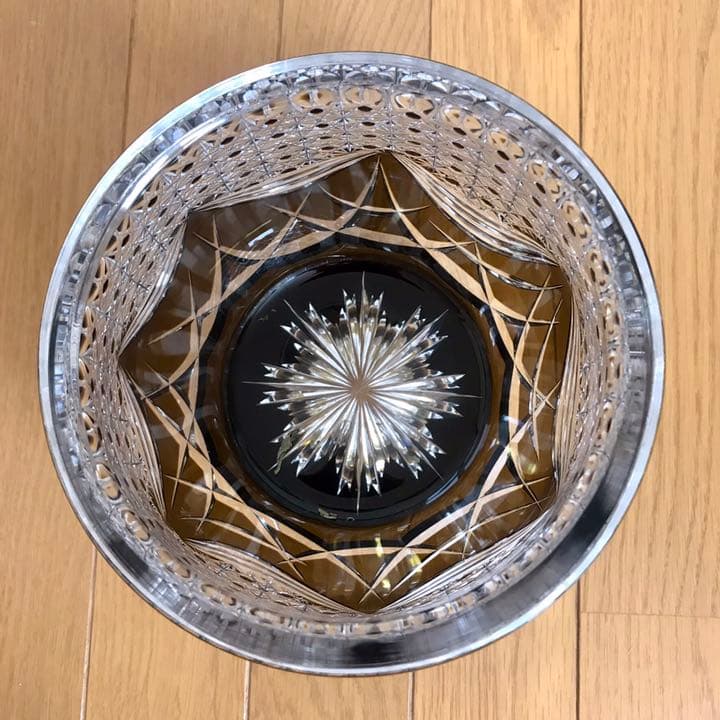 茶道道具 水差し クリスタル 江戸切子 グリーン 黒川昭男 作