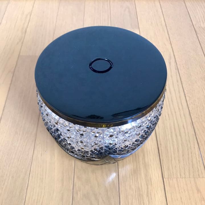 茶道道具 水差し クリスタル 江戸切子 グリーン 黒川昭男 作