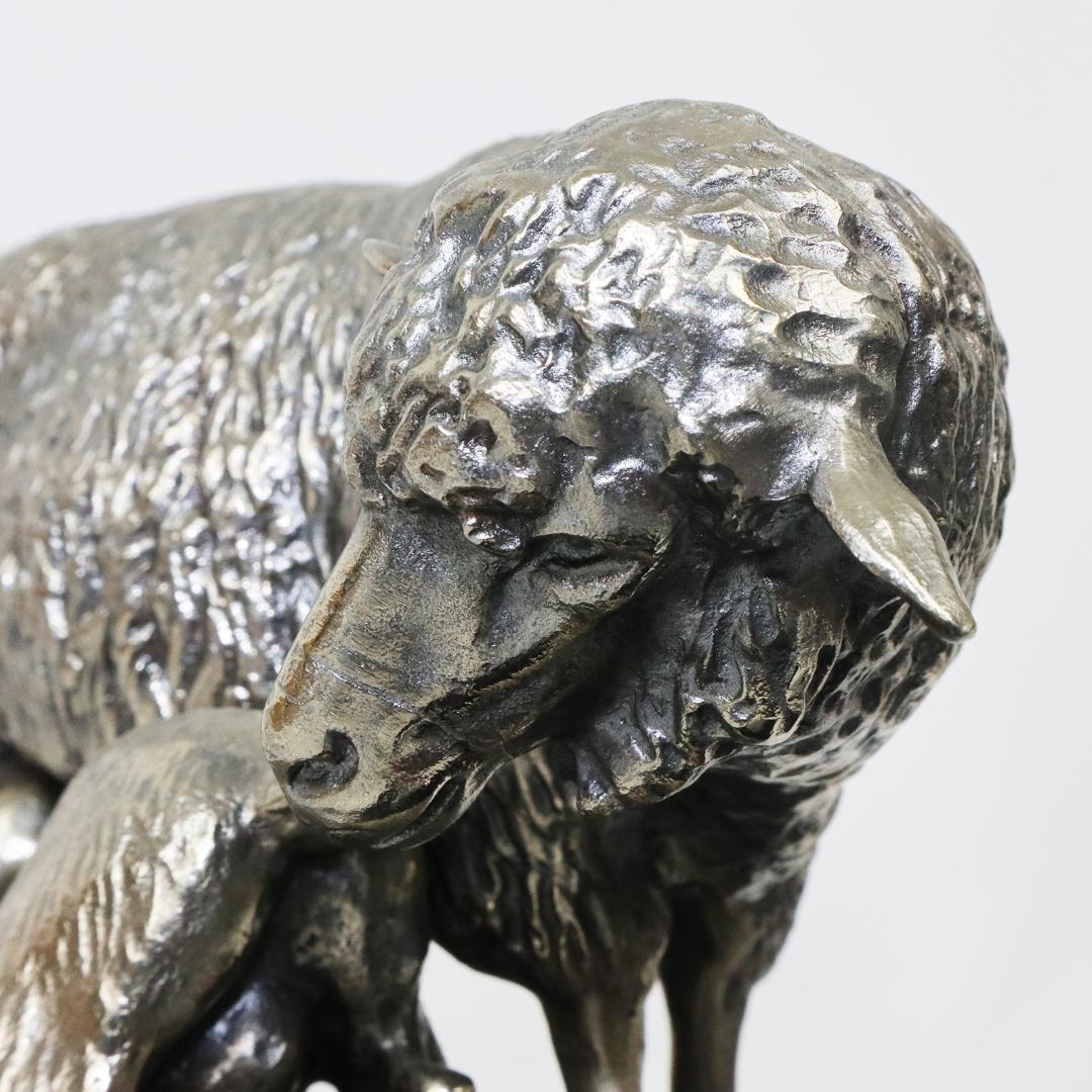 EMILE LIENARD エミール レナード　白銅製　羊　置物　栞　共箱