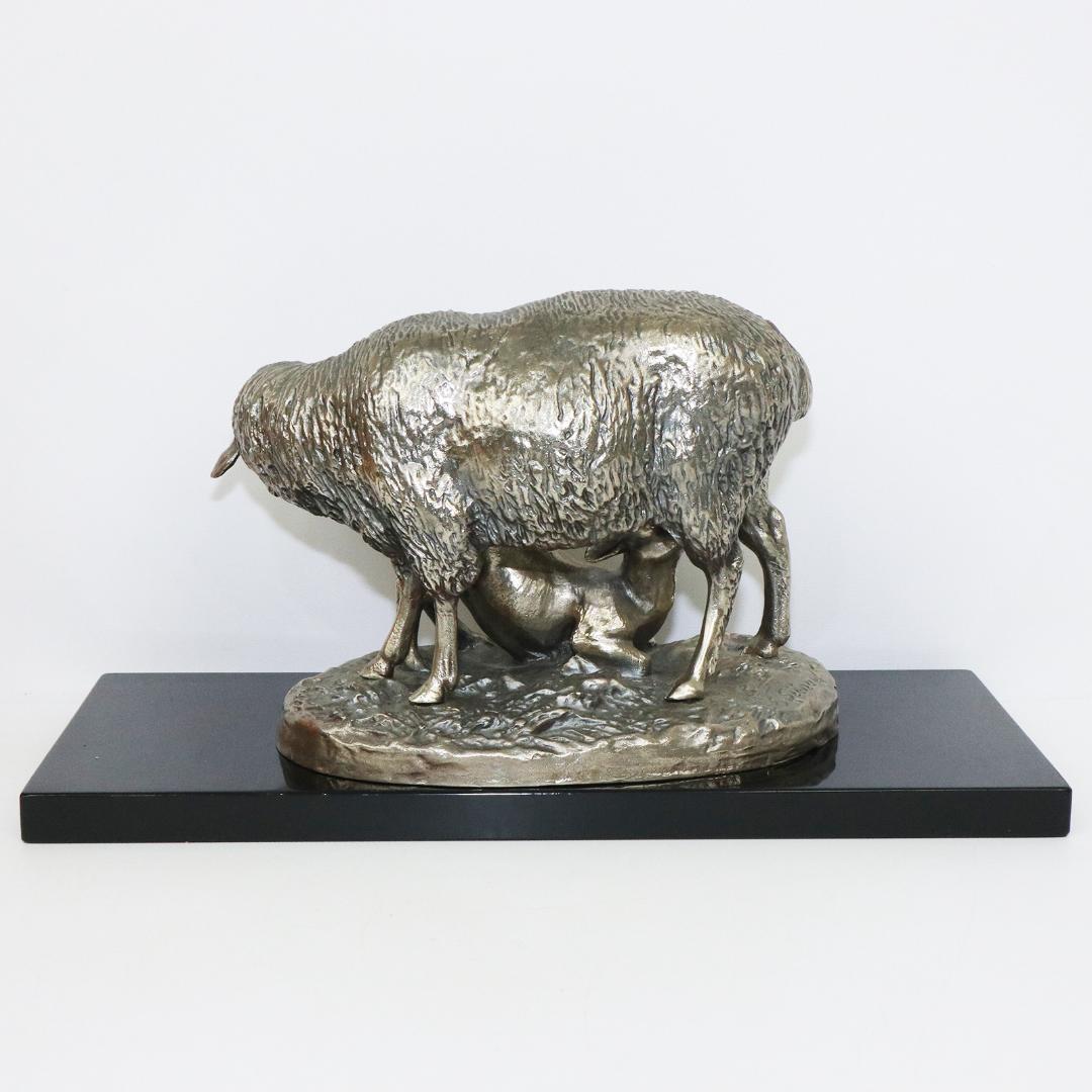 EMILE LIENARD エミール レナード　白銅製　羊　置物　栞　共箱