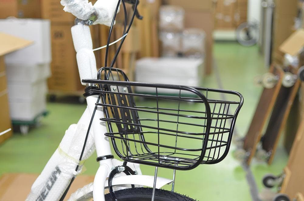 折りたたみ自転車 6段変速２６インチ ミニベロ ママチャリカゴ付 折り畳み【白】