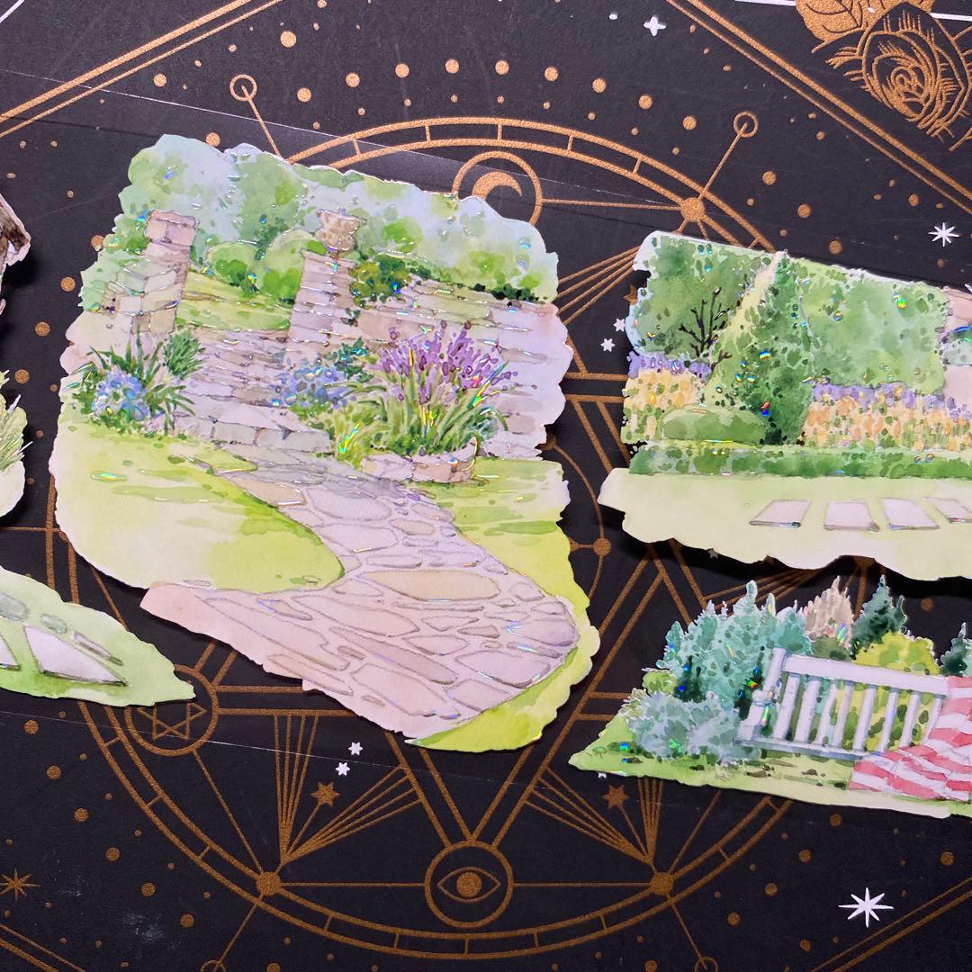 【9159】海外　中古巻貝殻光マスキングテープ　小屋　ガーデン　生活　背景装飾系