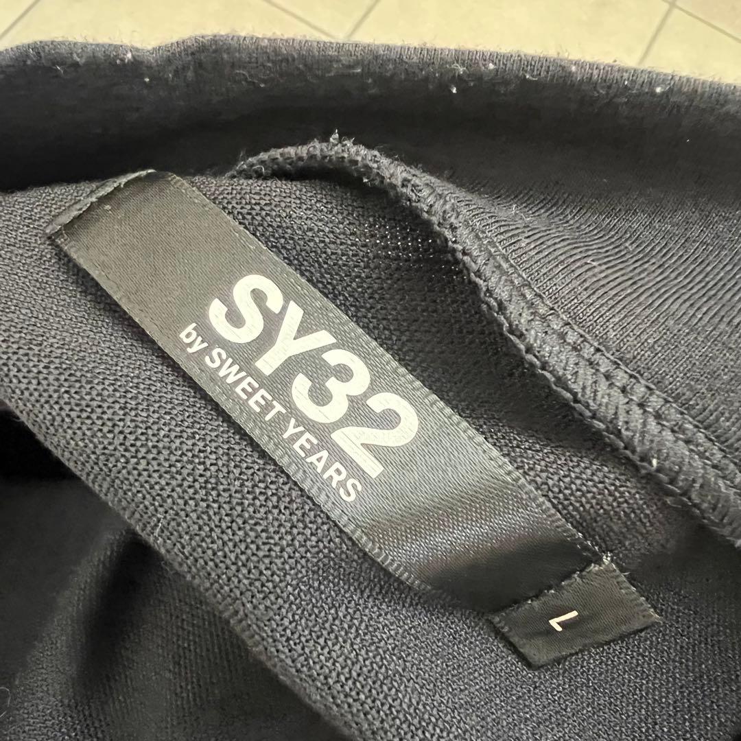 SY32 GOLF ロゴ　半袖シャツ　黒　L モックネック　ゴルフ　ハイネック