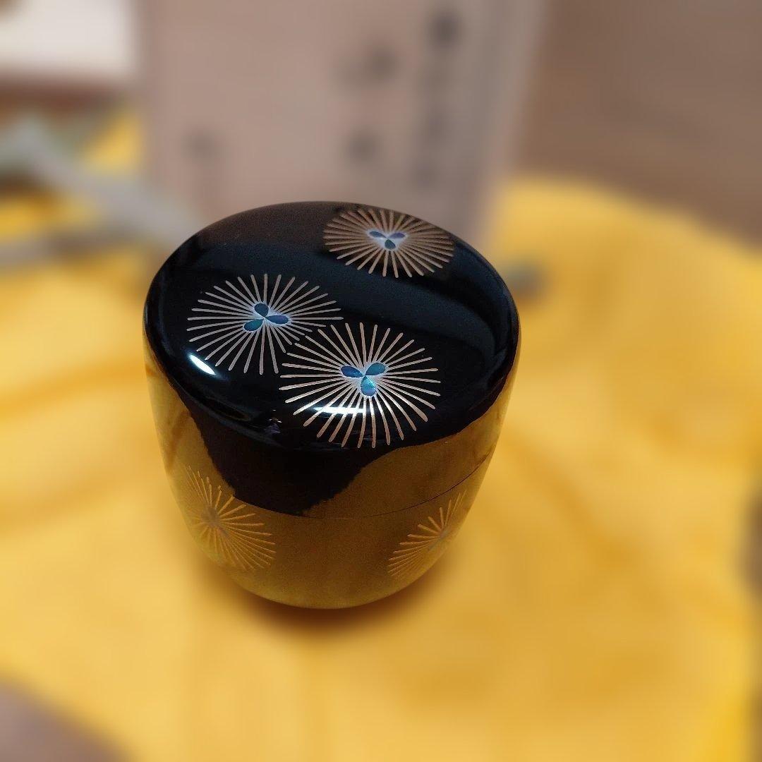 茶道具　なつめ　唐松蒔絵　中棗　松雲　輪島塗　木箱入り