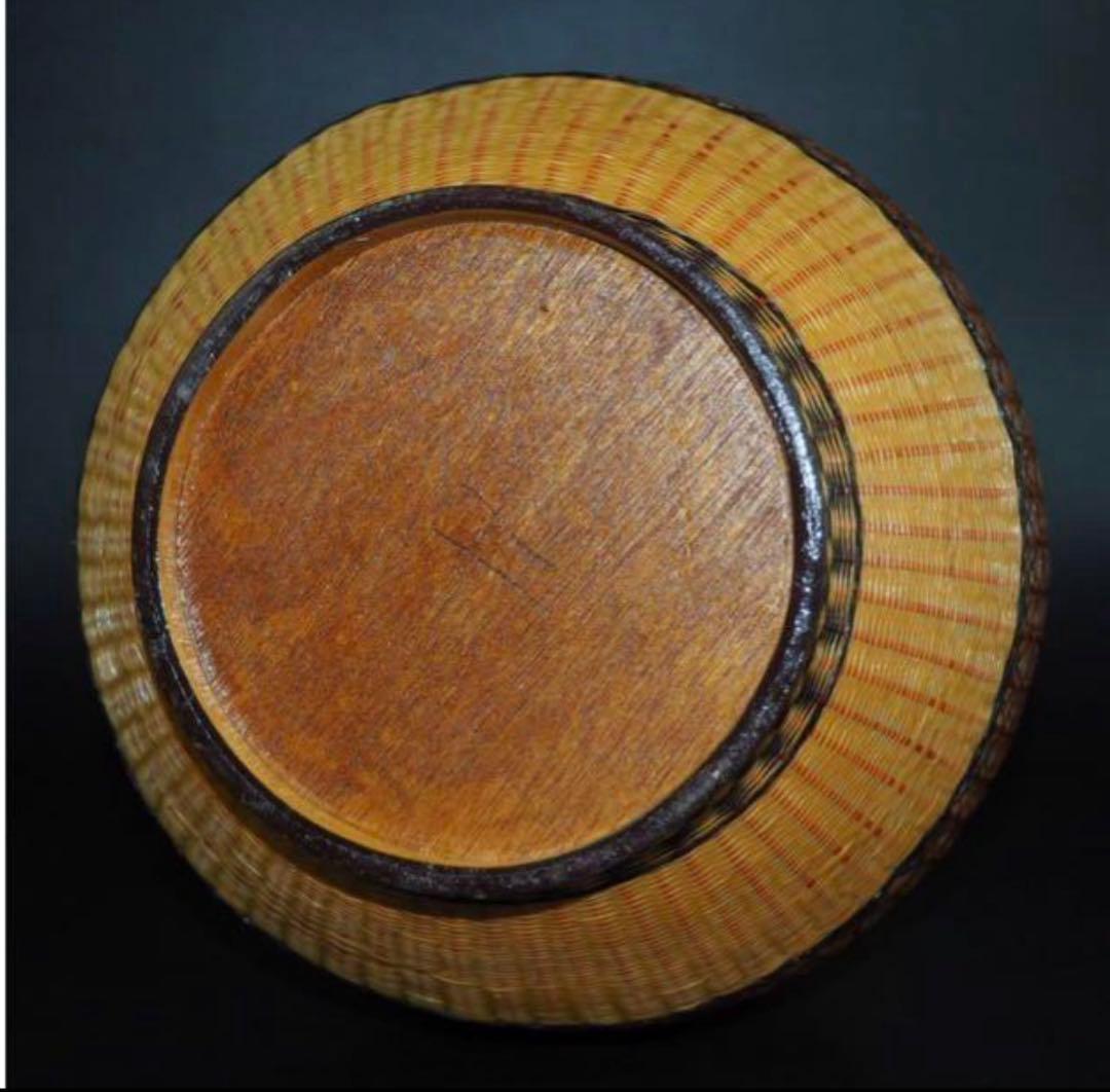 中国古玩　竹細工竹編　大型双耳天球瓶　花瓶。