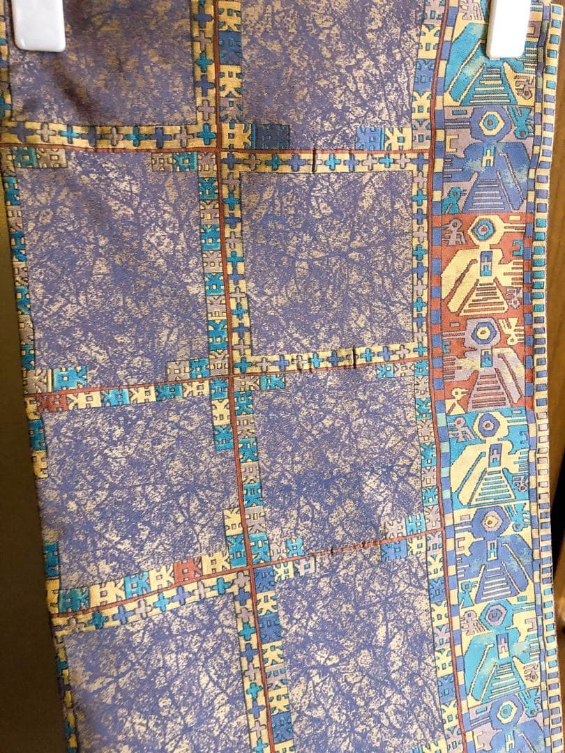 大衆演劇　役者　渋い着物　超キングサイズ正絹に見える洗える着物　雲紅型花柄帯付き