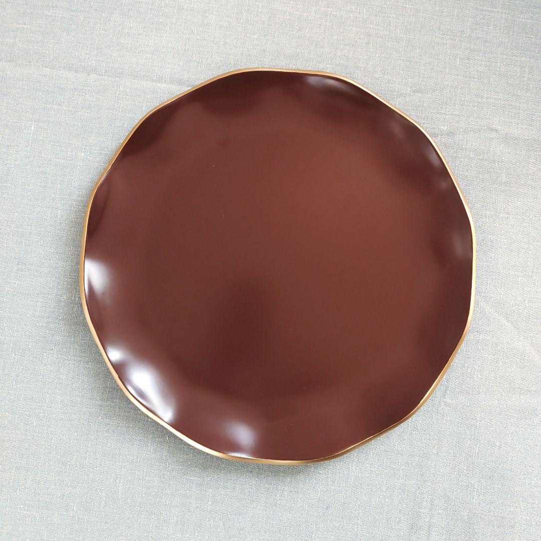 漆器 丸盆 お盆 トレー マット 金縁 金彩 フローラ