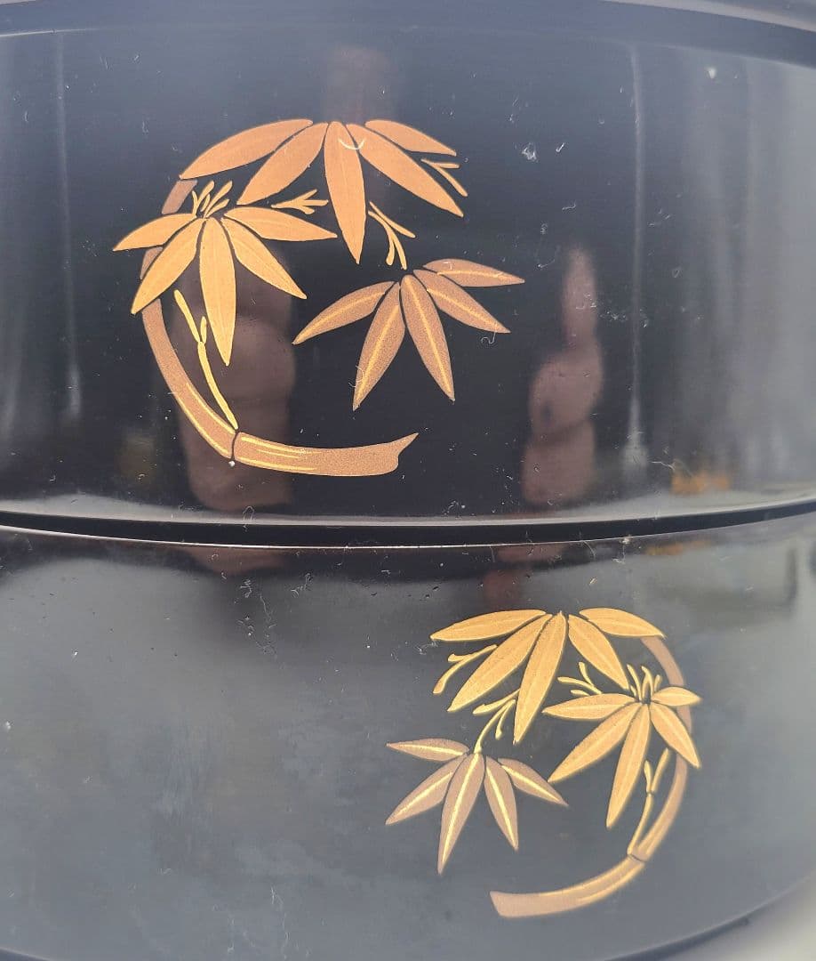 輪島塗　稲忠製　丸形重箱　蒔絵　共箱　骨董品、美術品