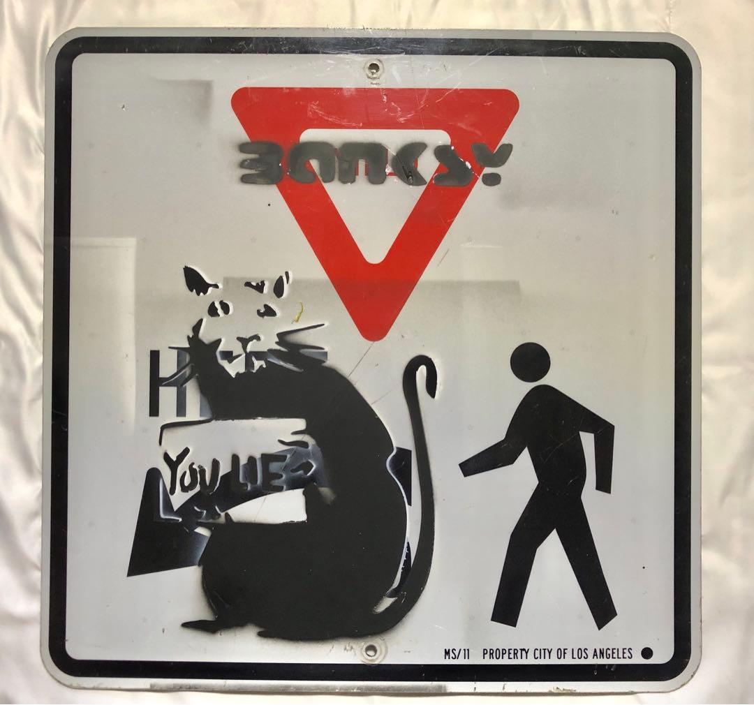 Banksy バンクシー　米国高額落札品　道路標識