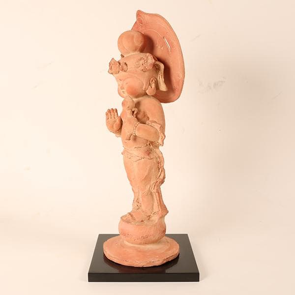 【長橋阿久於　造】　童不動尊　仏師　【陶器置物】