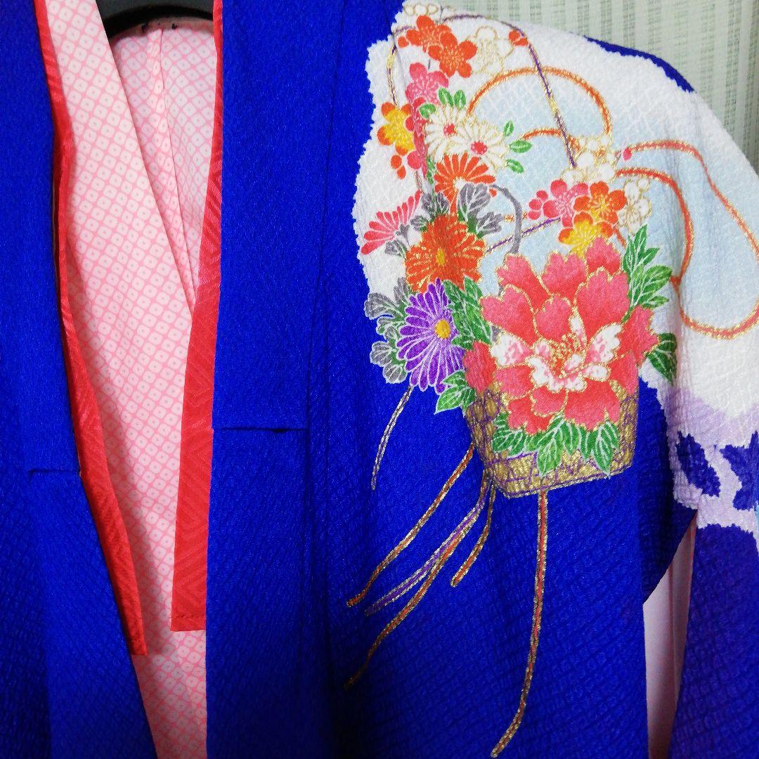 海外コレクター向高級絹織物レディース用ちりめん生地着物豪華絢爛華々しい景色御品物