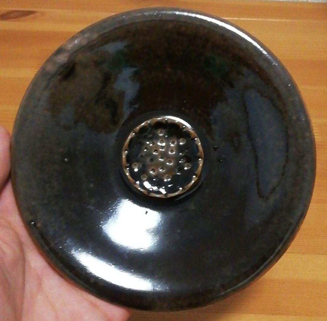 淡々斎書付　膳所焼　陽炎園　竹耳付　水指　共箱　茶道具