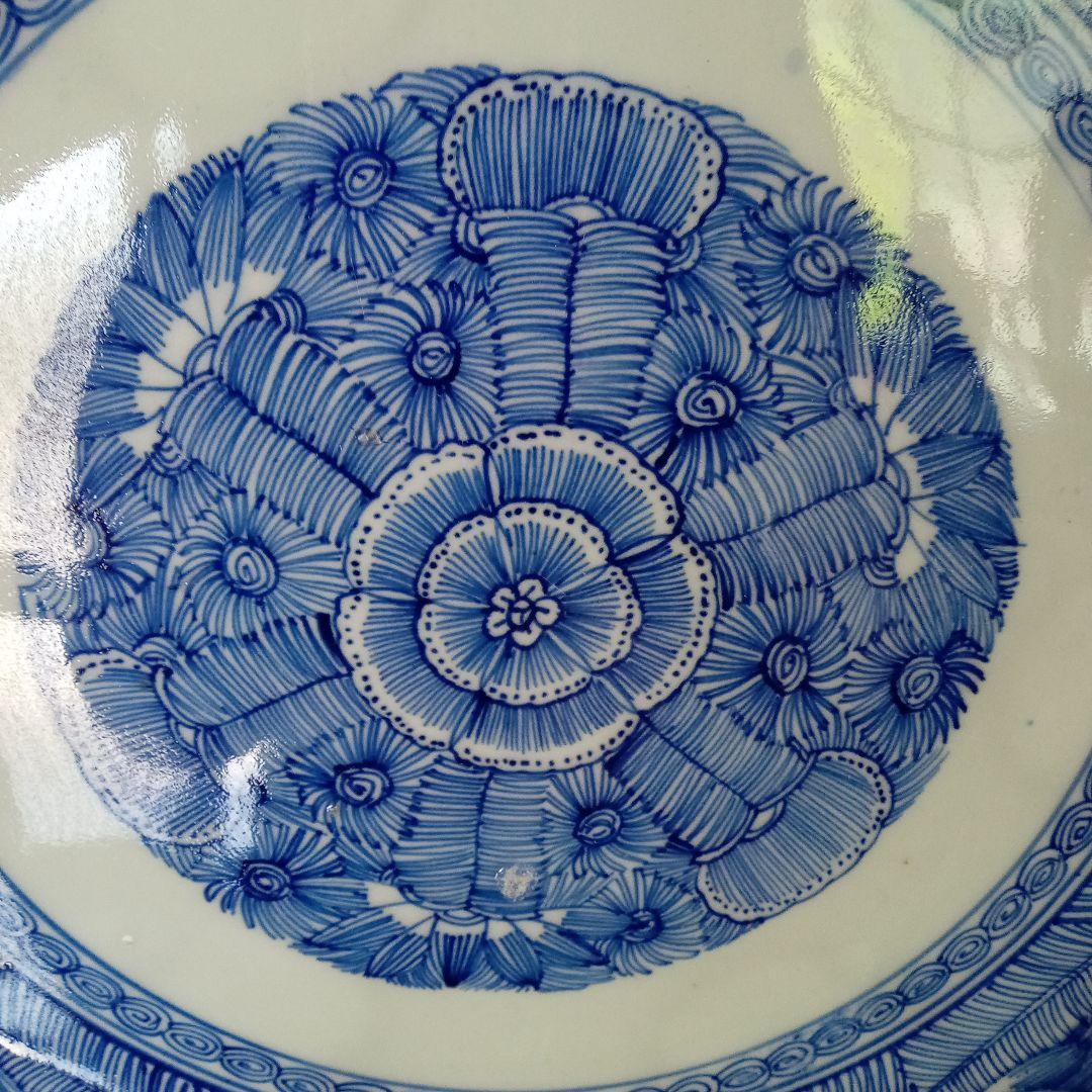 古伊万里　染付　線描き大皿