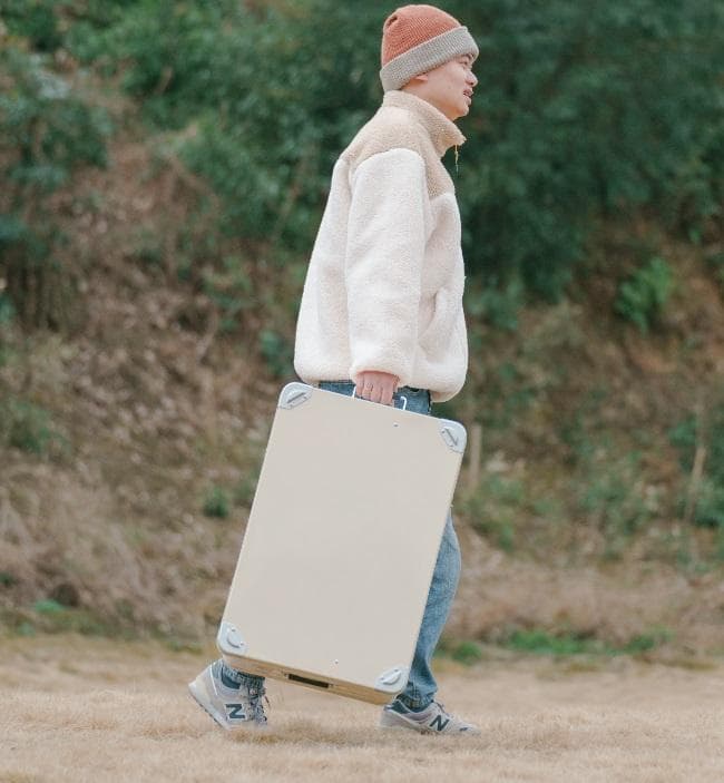 ★ HOMFUL★スタッキングアルミコンテナボックス★クリーム★75Ｌ★Lサイズ