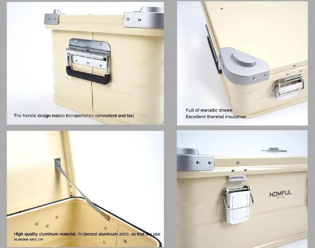 ★ HOMFUL★スタッキングアルミコンテナボックス★クリーム★75Ｌ★Lサイズ