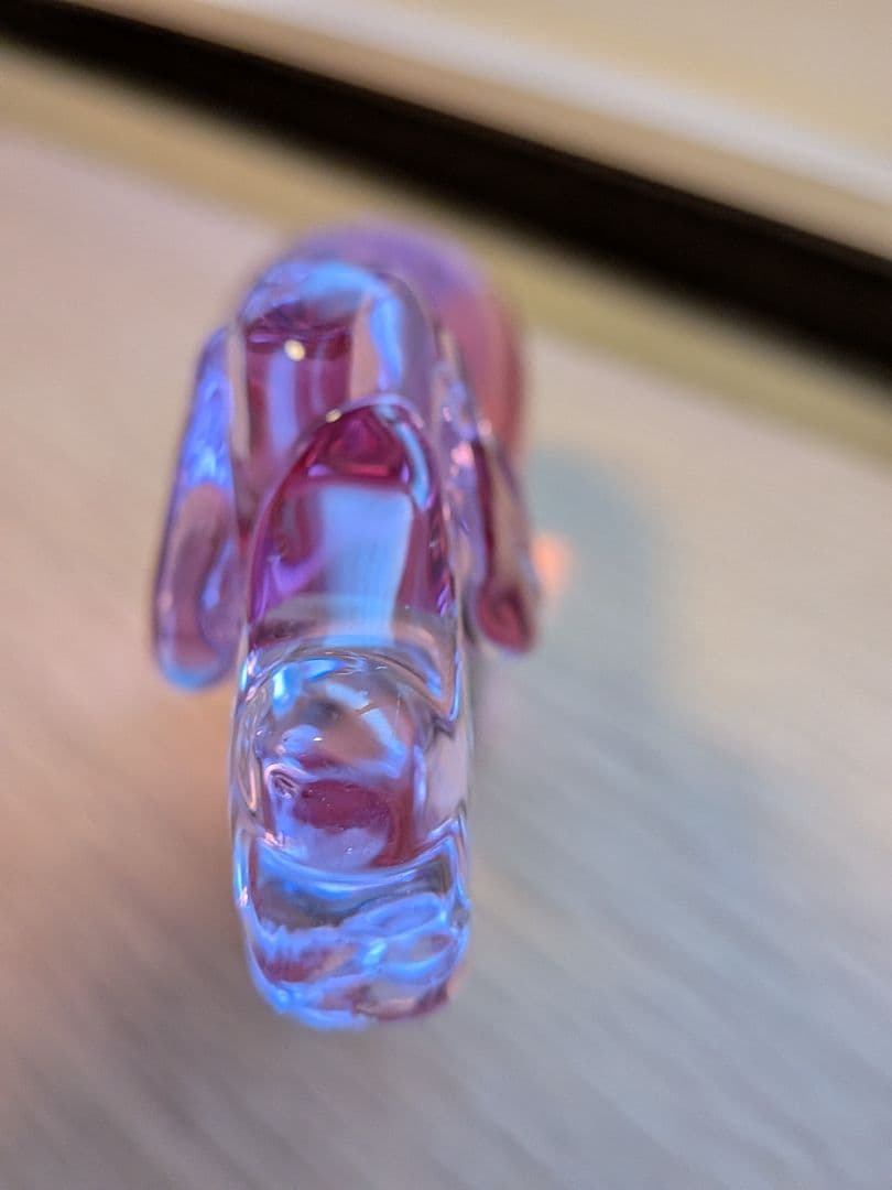 レア　ヴィンテージボヘミアガラスアメジスト色　犬の置物