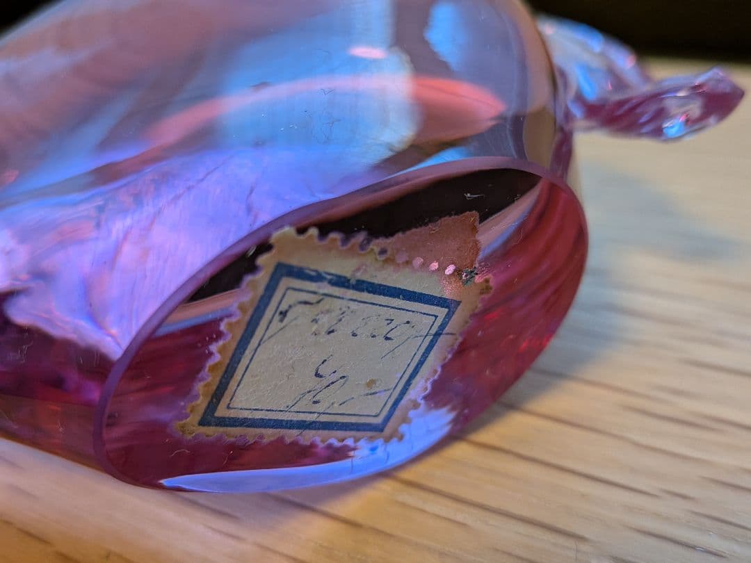 レア　ヴィンテージボヘミアガラスアメジスト色　犬の置物