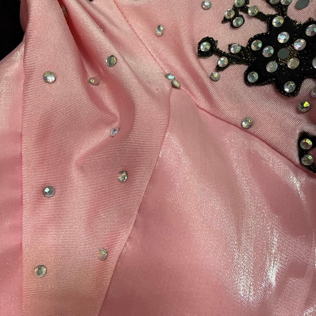 6264★SM ピンク 黒 フリル スタンダードドレス社交ダンス