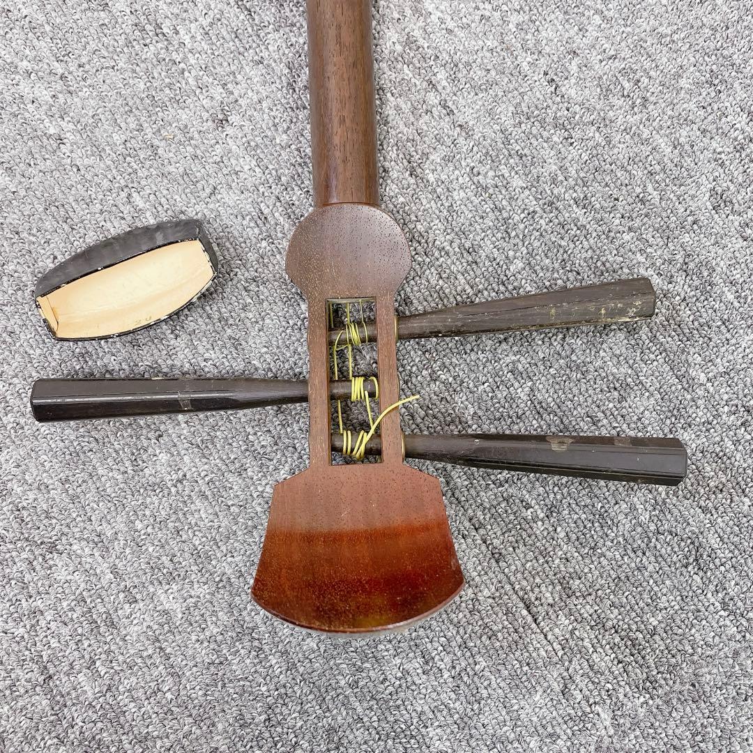 三味線 細棹 紫檀 犬皮 丸打胴 平溝 和楽器