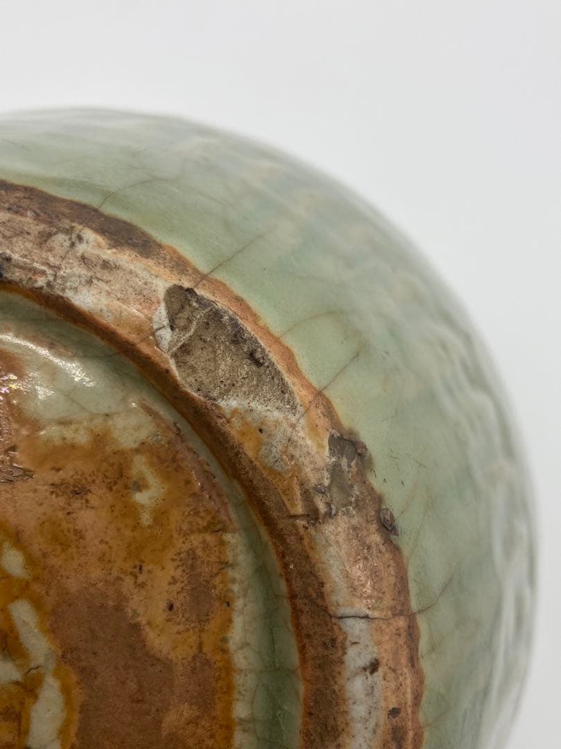 中国　元時代　龍泉窯　七観青磁　共箱　送料込み1101