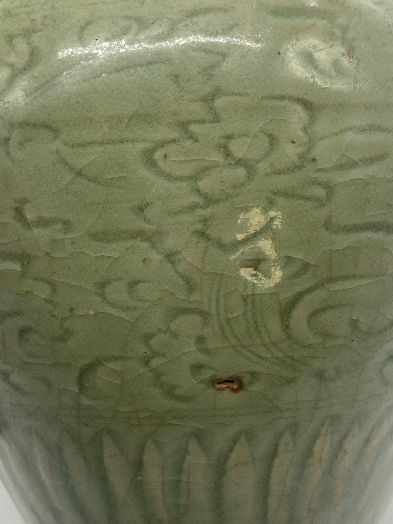 中国　元時代　龍泉窯　七観青磁　共箱　送料込み1101