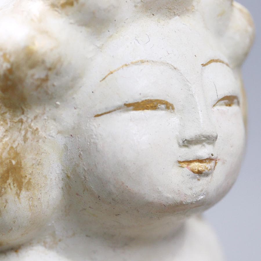 テラコッタ彫刻 大内青圃作 龍女献珠 置物 共箱