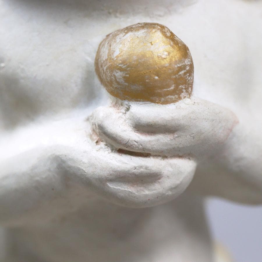 テラコッタ彫刻 大内青圃作 龍女献珠 置物 共箱