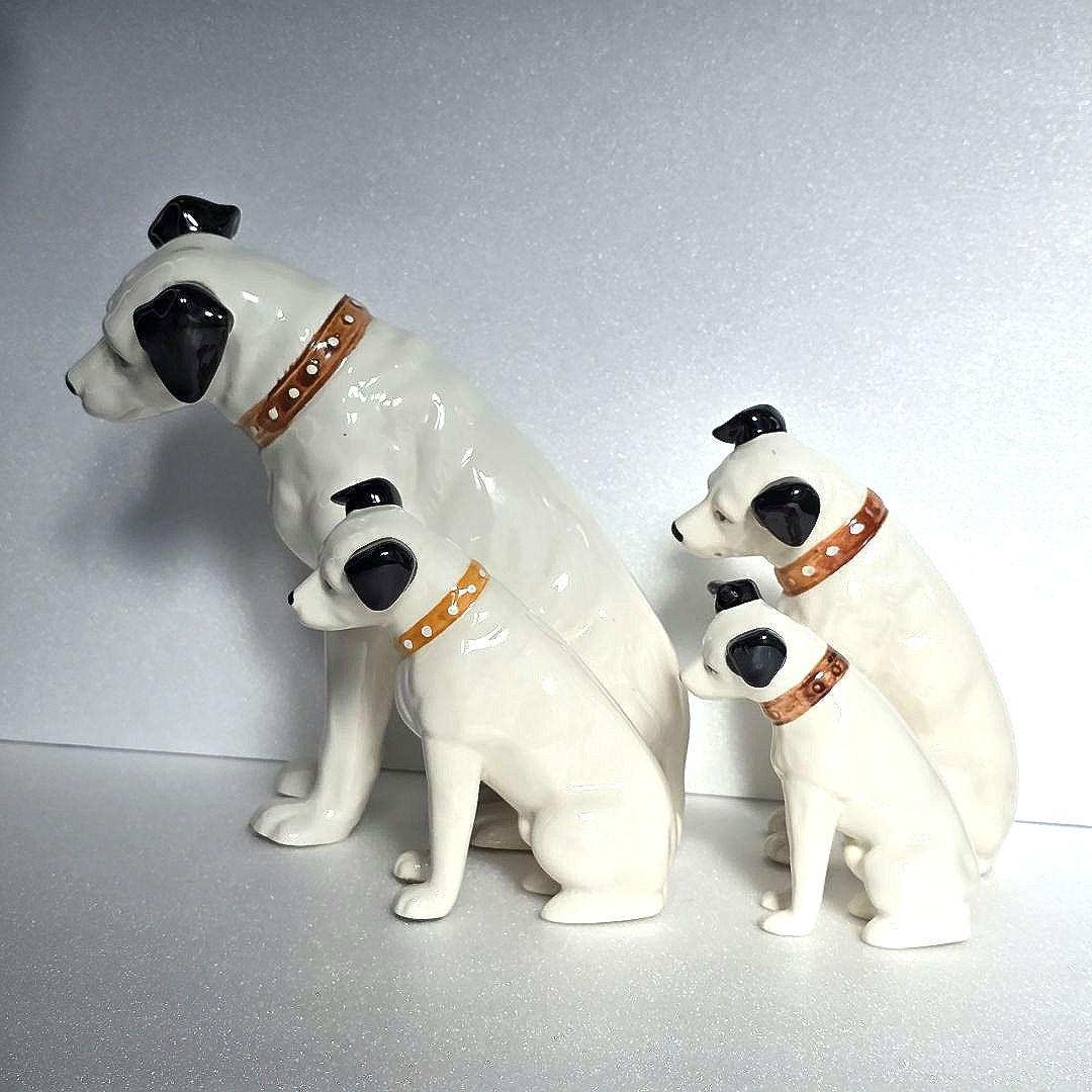 Victor ビクター ニッパー 犬 置物 4体セット 23〜11㎝ 昭和レトロ