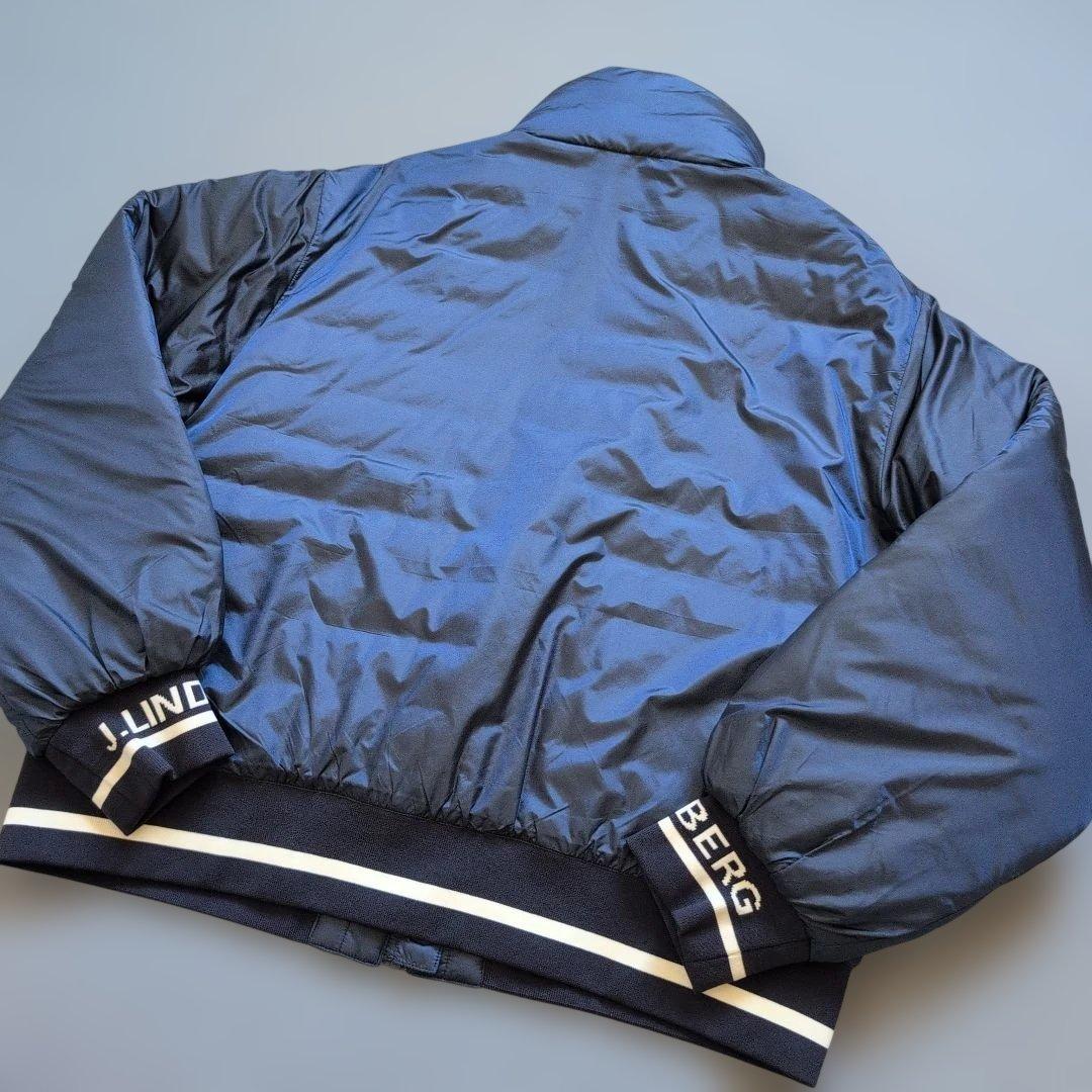 【美品】ジェイリンドバーグゴルフ　リブ袖ロゴデザイン　中綿ダウンジャケット　L