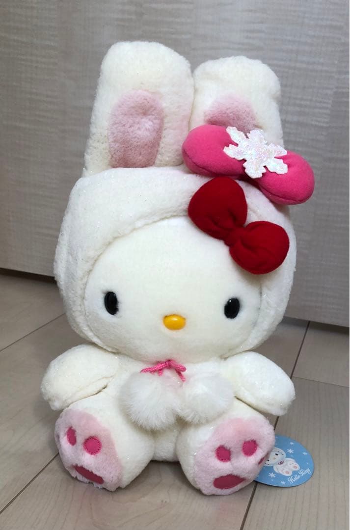 ☆レトロ☆ 北海道限定 ☆ 雪うさぎ キティ ぬいぐるみ ご当地 タグ付き