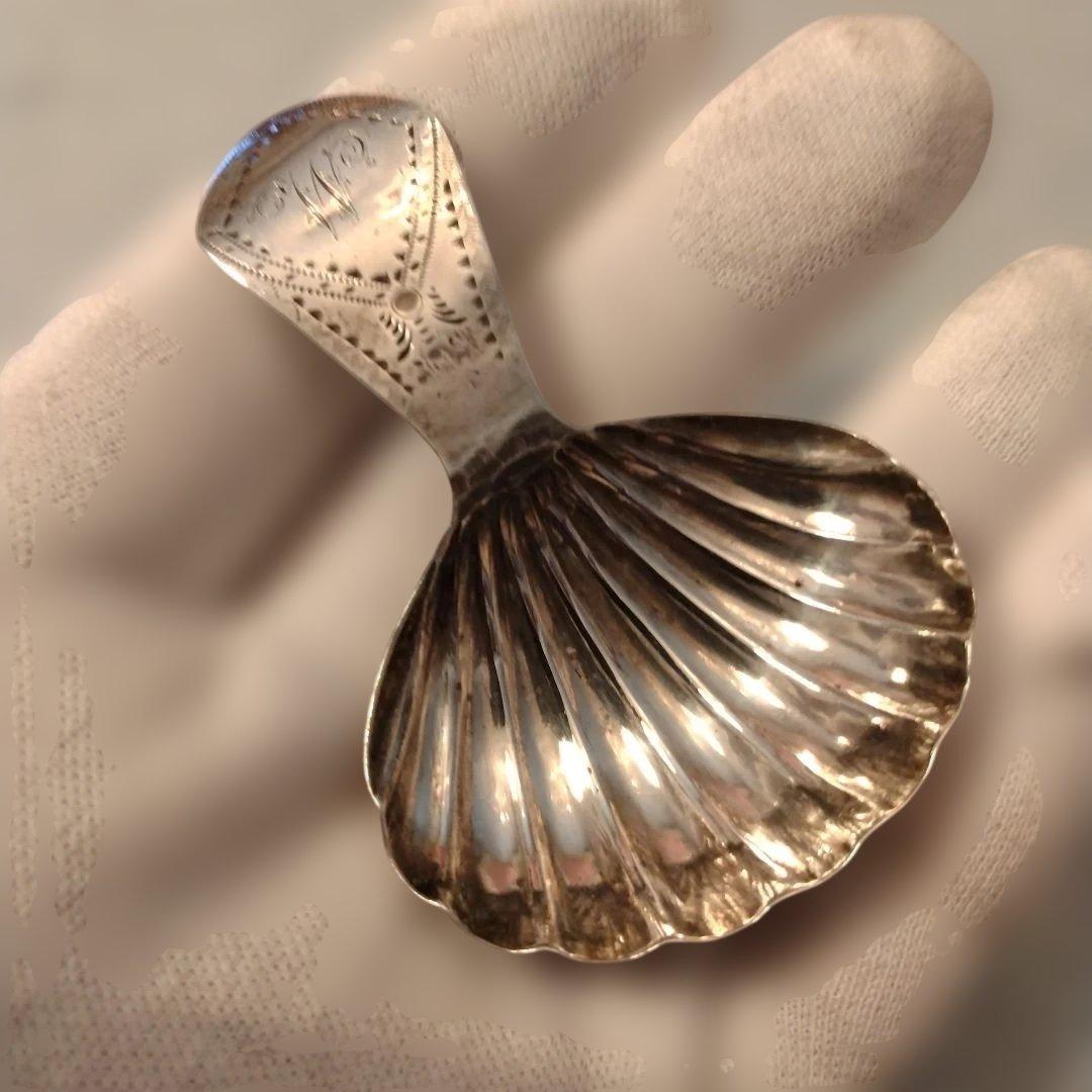 セール（8日まで）　　純銀　ティーキャディースプーン 1793年　直しあり